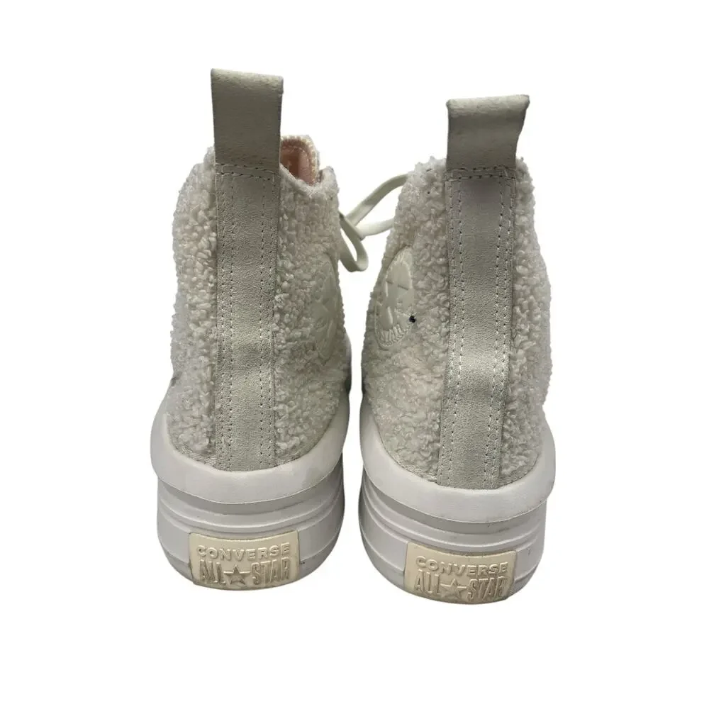 Converse Chuck Taylor All Star White Sherpa High Top Lace Up Sneakers Shoes 10.5 - Picture 3 of 6